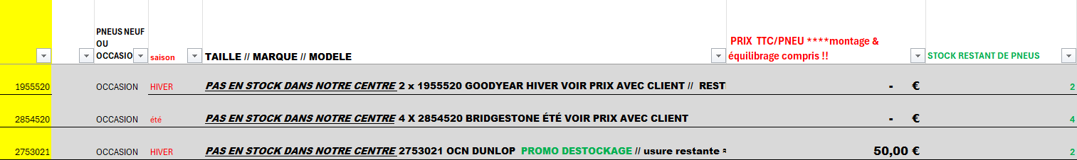 stock yo pneu 20 & 21 pouces